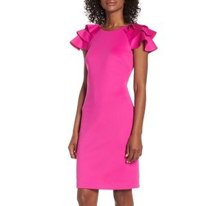 Ruffle Sleeve Sheath Dress